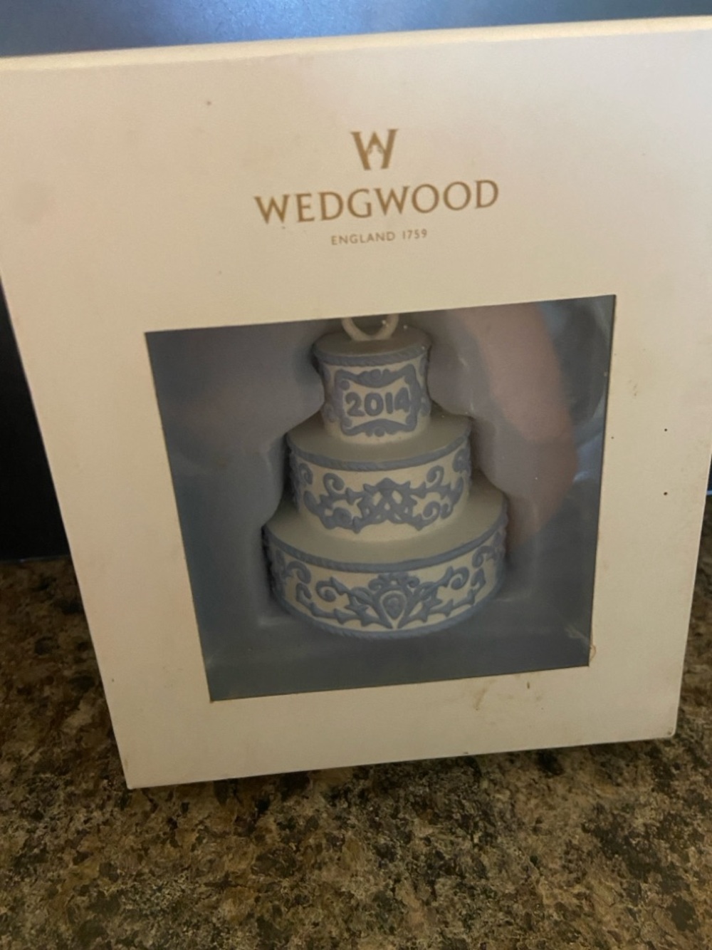 Wedgwood Blue and White Tiered Cake Ornament